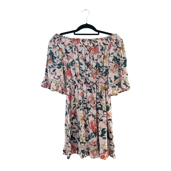 Lulu’s Hello, Darling Blush Pink Floral Print Off-the-Shoulder Dress Size XS - Picture 6 of 7